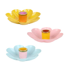 Load image into Gallery viewer, Coloured Enamel Flower Shaped Candle Holders
