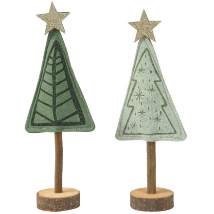 Set of 2 Felt Christmas Trees