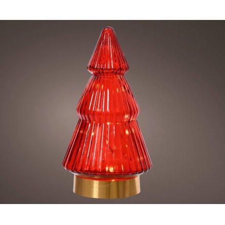 LED Glass Tree Ornaments - Various Colours