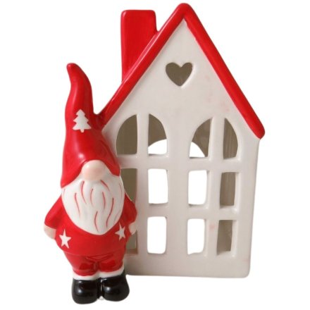 Candle Holder House with Santa