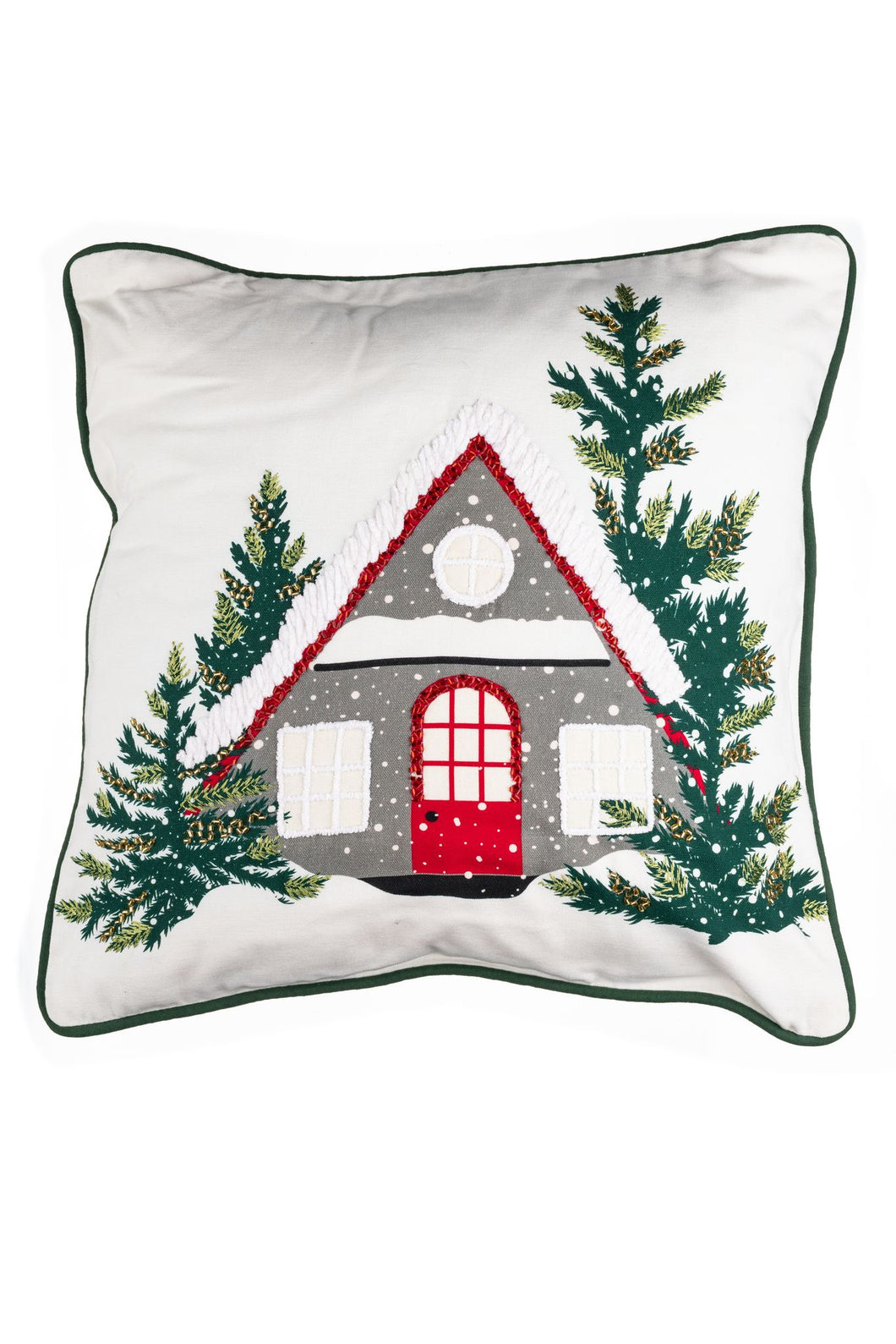 Snowy Cottage Square Cushion
