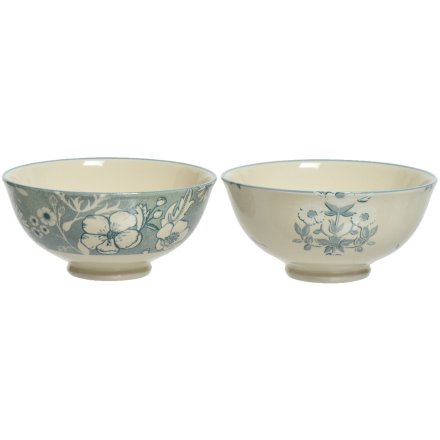 Blue & Cream Floral Bowls