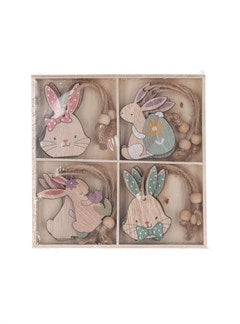 Pastel Wooden Bunny Hanging Decorations