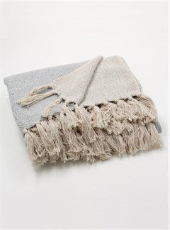 Light Grey woven Cotton Throw