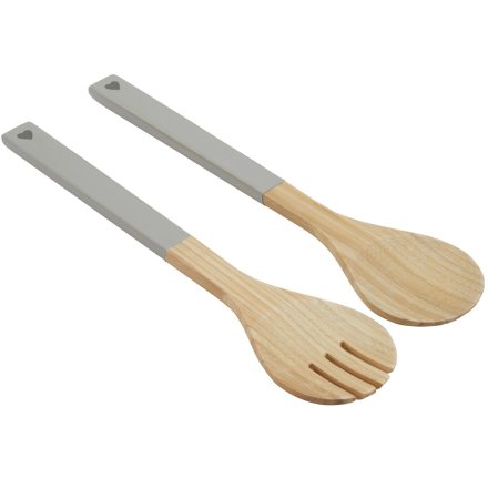 Grey Heart Salad Servers