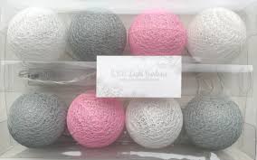 Pink, Grey & White Lace Ball Fairy Lights