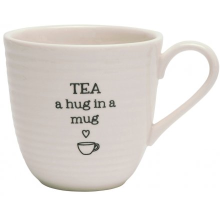 White Ridged Porcelain Hug In A Mug